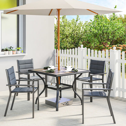 Square Outdoor Dining Table For 4, With Umbrella Hole And Shelf, Grey Patio Dining Tables at Gallery Canada