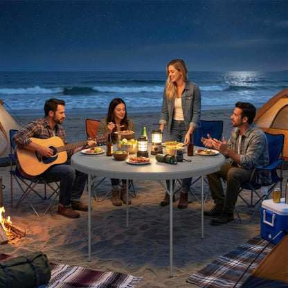 4ft Plastic Folding Picnic Table, Camping Table, Indoor Outdoor, Grey Picnic Tables & Camping Chairs at Gallery Canada
