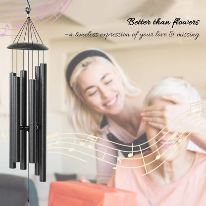 45" Deep Tone Wind Chime, 6 Aluminum Tubes, Outdoor Decor, Dark Grey Garden Decor at Gallery Canada