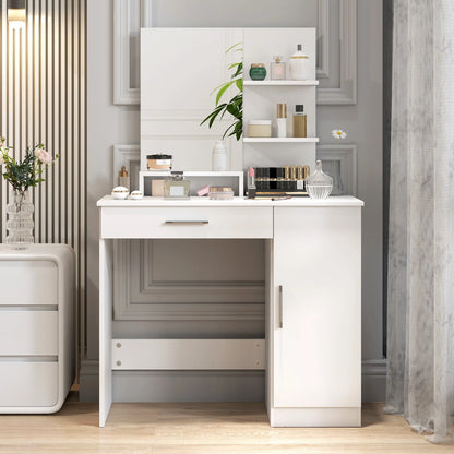 Vanity Desk With Mirror, Drawer, Shelves, Cabinet, Adjustable Shelves Dressing & Vanity Tables at Gallery Canada