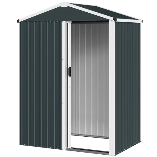 4.5 x 3ft Metal Garden Shed, Waterproof, Lockable Door, Dark Grey Sheds Dark Grey at Gallery Canada