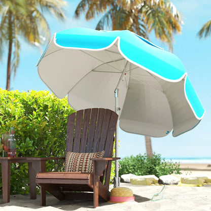 6 ft Beach Umbrella, Portable, Sand Anchor, Carry Bag, Adjustable, UPF50+, Blue Beach Umbrellas at Gallery Canada