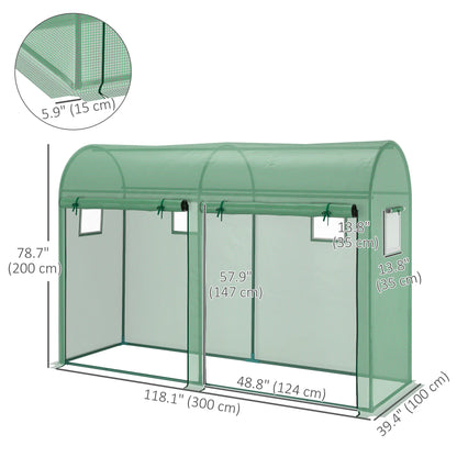 Outdoor Garden Greenhouse, Steel Tent, 2 Doors, 4 Windows, 9.8'x3.3'x6.6', Green Portable Greenhouses at Gallery Canada