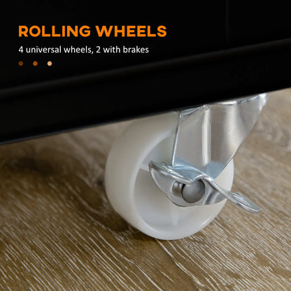 Rolling Kitchen Island with Storage, Utility Kitchen Island Cart with Drawer, Cabinets, Towel Rack and Rubber Wood Top Kitchen Islands & Kitchen Carts at Gallery Canada