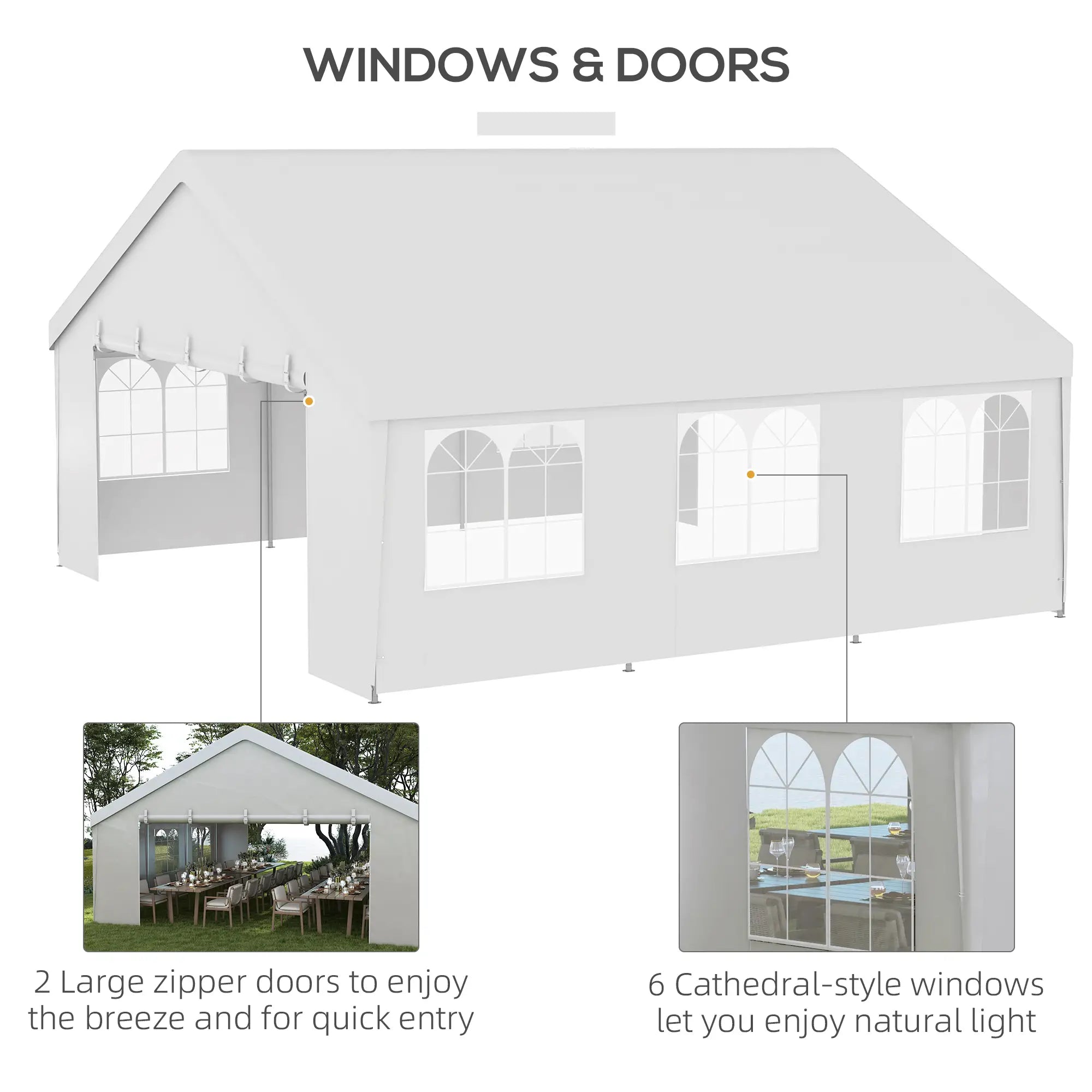Heavy Duty Party Tent 19.5'x19' White, White Canopy Tents at Gallery Canada