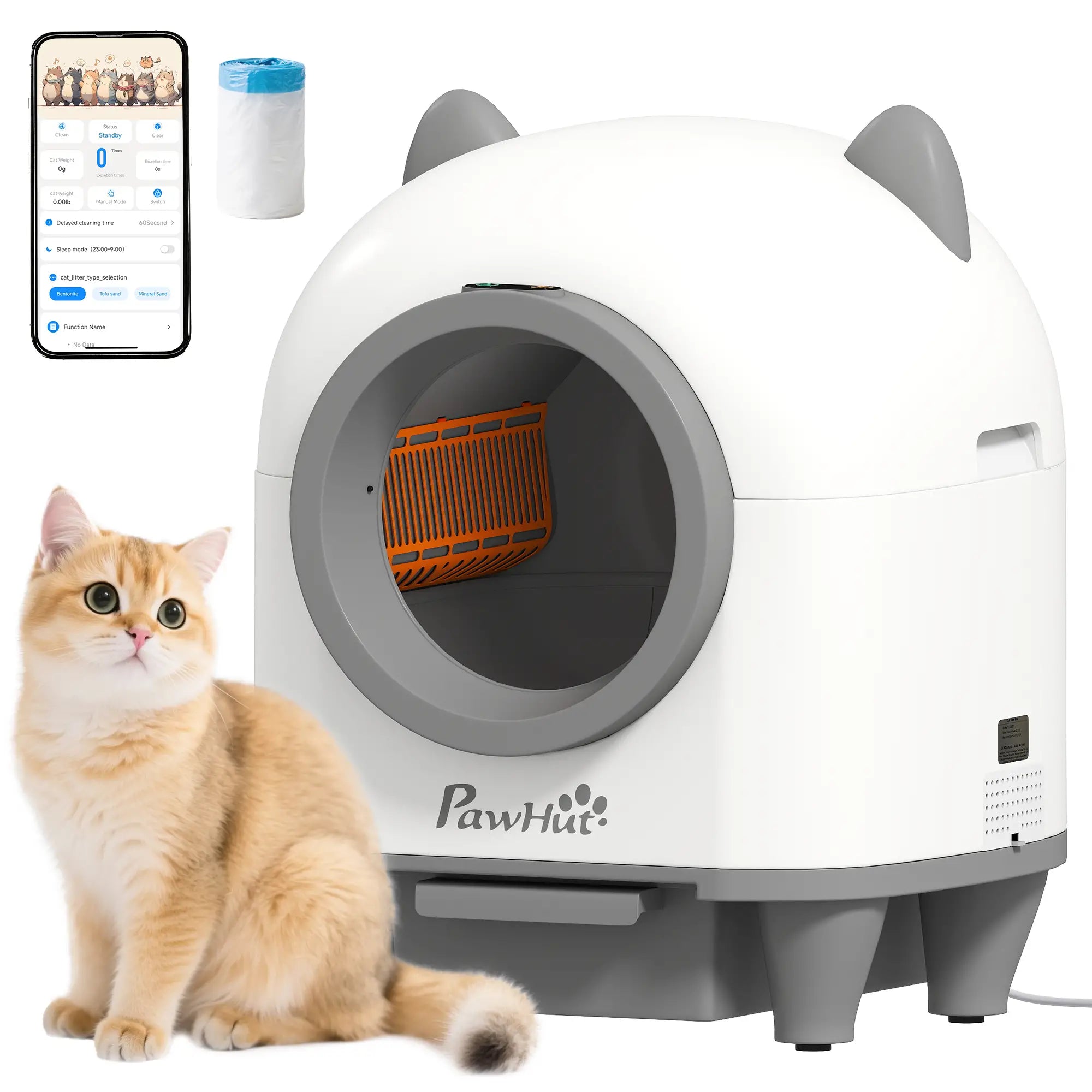 Automatic Cat Litter Box, App Control, Odor Isolation, Safety Protection Cat Litter Box Enclosures at Gallery Canada