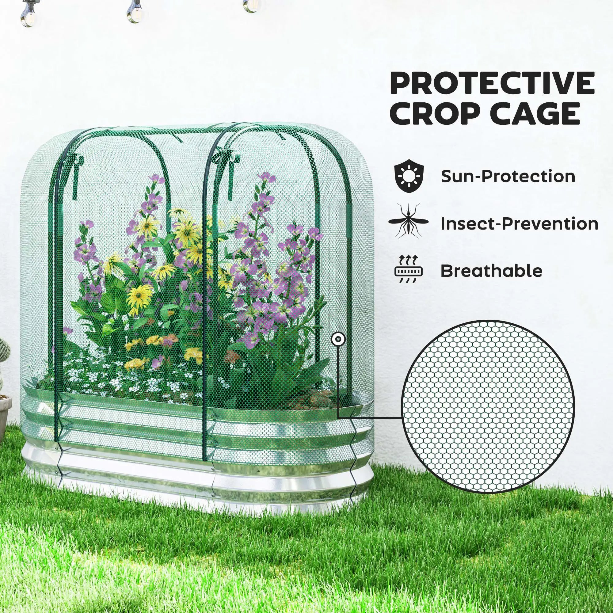 Galvanized Raised Garden Bed, Crop Cage Net Cover, Outdoor Planter Box Raised Garden Beds at Gallery Canada