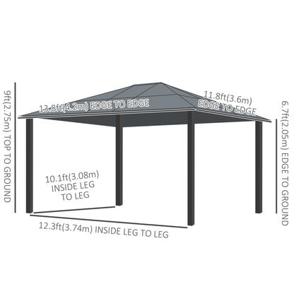12' x 14' Hard Top Patio Gazebo, Aluminum Shelter, Curtains, Mosquito Netting Gazebos at Gallery Canada