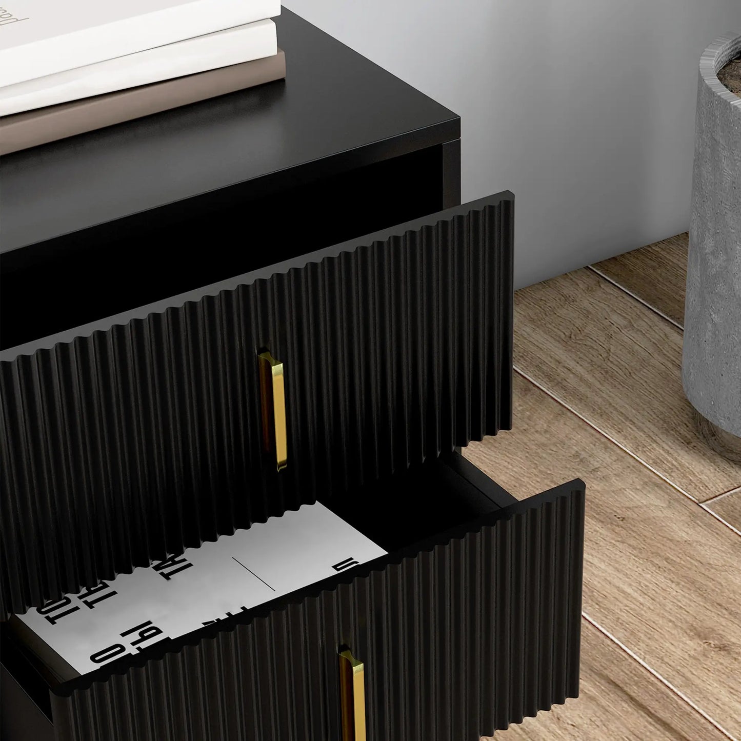 Modern Nightstand, 2 Drawers, Metal Legs, Bedroom Living Room, Black Bedside Tables at Gallery Canada