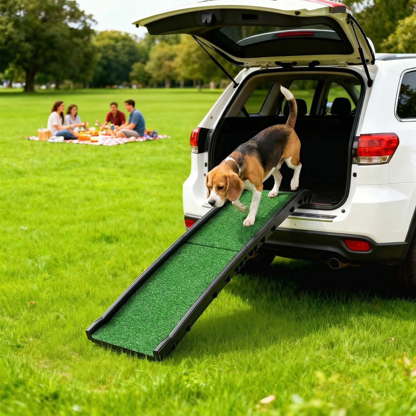 61 Inches Folding Pet Ramp With Grass Surface, Raised Side Rails Dog Stairs at Gallery Canada