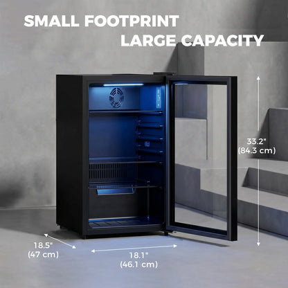 3.2 Cu.Ft Beverage Fridge, 128 Can, Glass Door, Black
