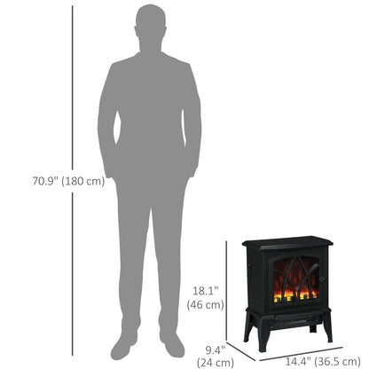 Electric Fireplace Heater, Freestanding Stove, Realistic Flame, Overheat Protection, 750W/1500W, Black Electric Fireplaces at Gallery Canada