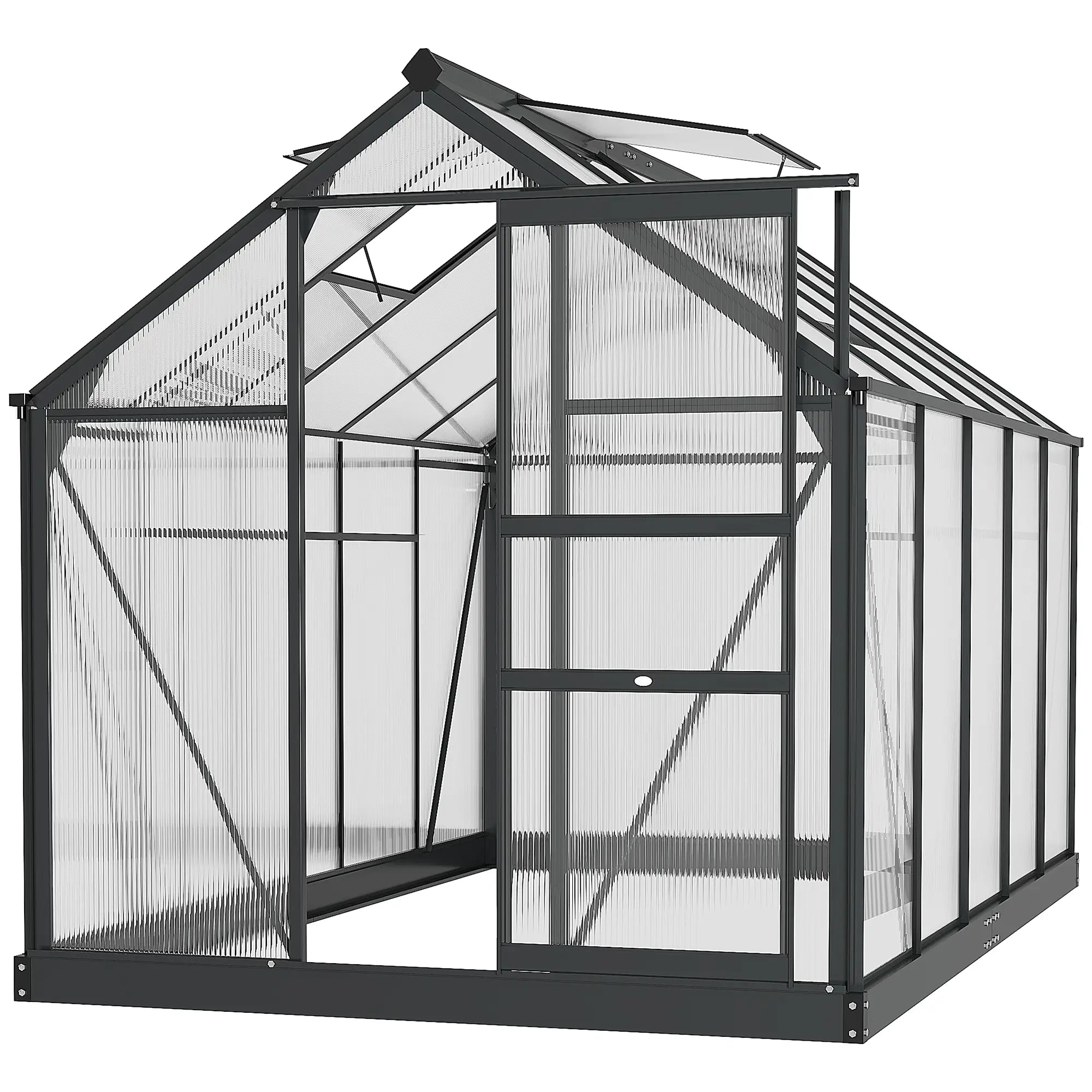 6' x 10' x 6.6' Polycarbonate Greenhouse, Walk-In Kit, Galvanized Frame, Grey Walk In Greenhouses at Gallery Canada