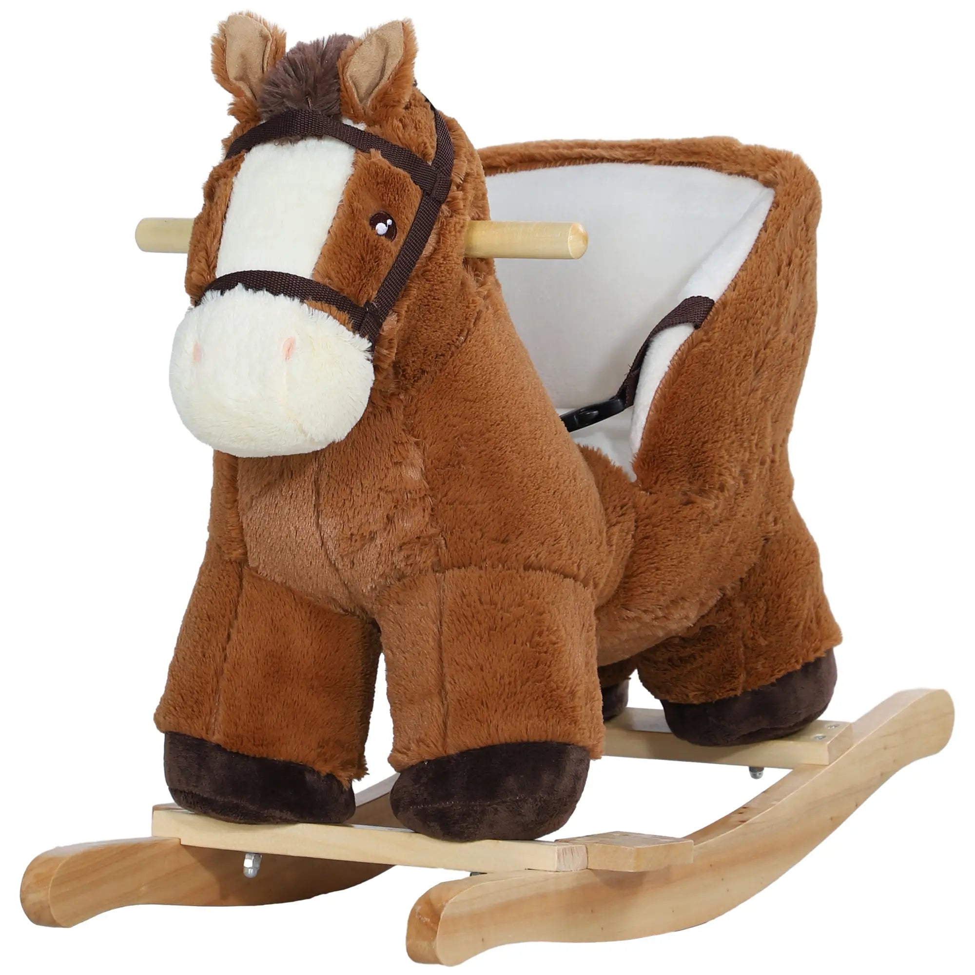 Plush Baby Rocking Horse, Animal Rocker for Toddlers 18-36 Months Rocking Horses Brown, Cream White at Gallery Canada