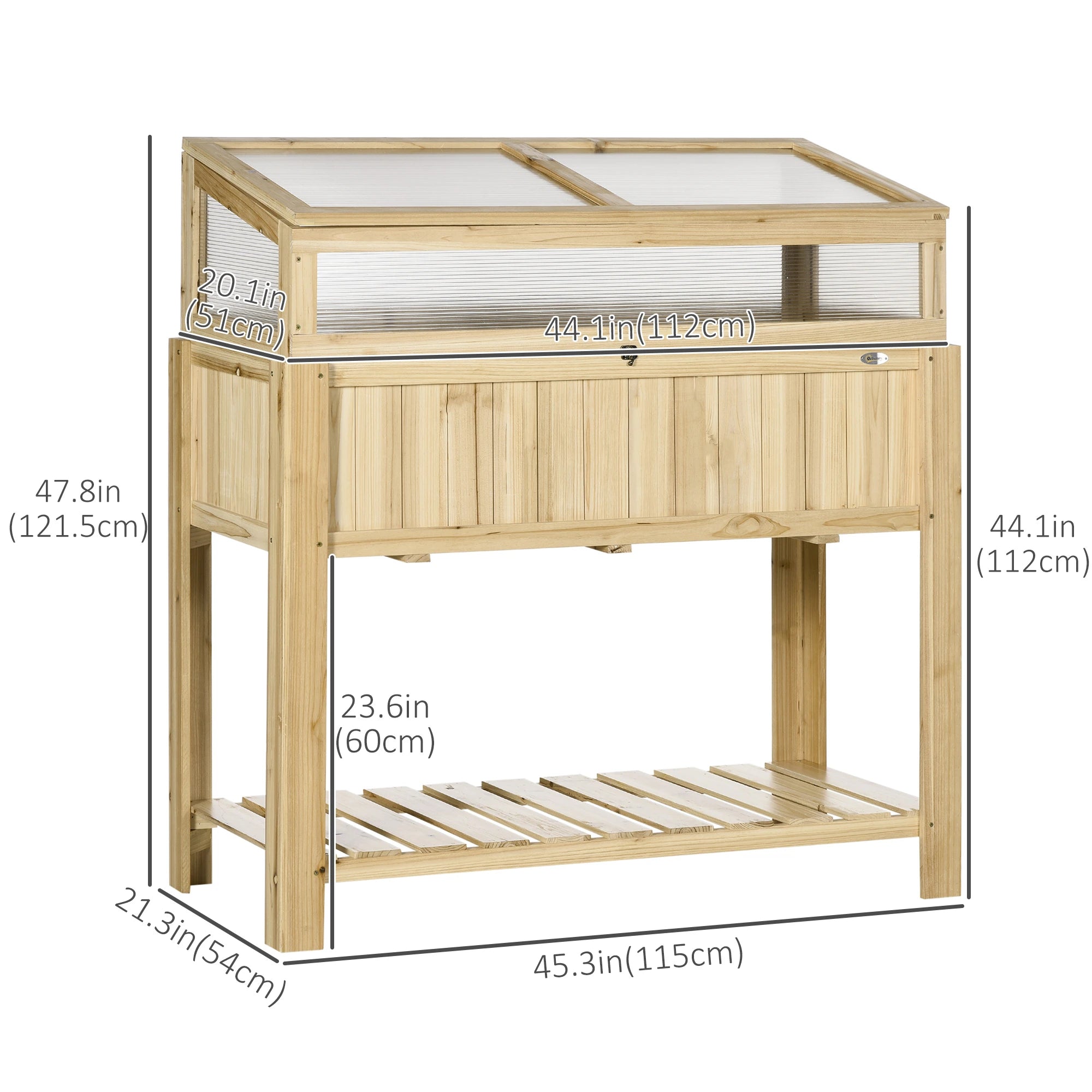 Raised Garden Bed, Outdoor Wooden PVC Elevated Planter Box, Natural Cold Frame Greenhouses at Gallery Canada