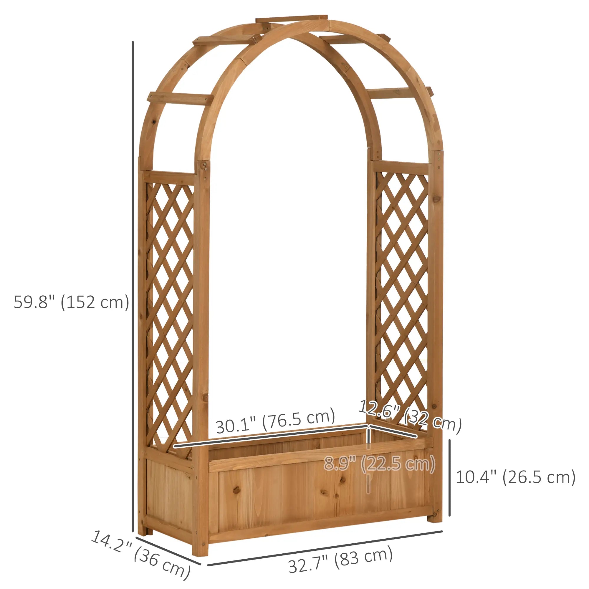 Raised Garden Bed with Arch Trellis, Outdoor Planter Box for Vine Plants, Brown Raised Garden Beds at Gallery Canada