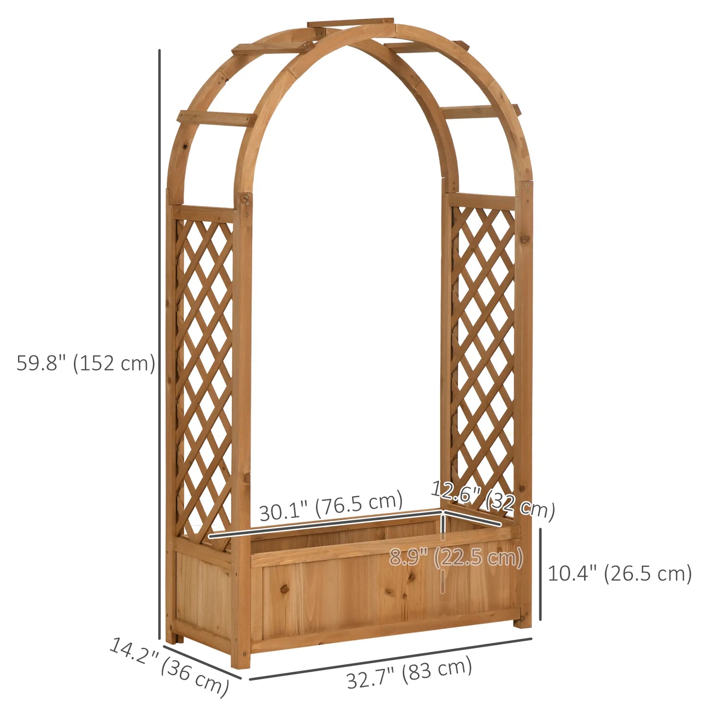 Raised Garden Bed with Arch Trellis, Outdoor Planter Box for Vine Plants, Brown Raised Garden Beds at Gallery Canada