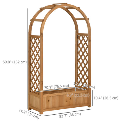 Raised Garden Bed with Arch Trellis, Outdoor Planter Box for Vine Plants, Brown Raised Garden Beds at Gallery Canada
