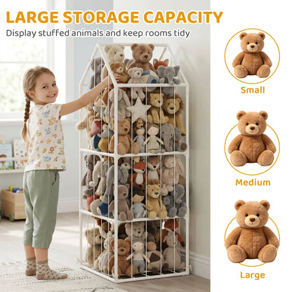 Stuffed Animal Storage Organizer, Waterproof Bottom, 47x47x132cm, no color