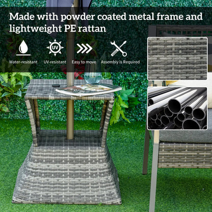 21.3" Square Rattan Side Table With Umbrella Hole, Grey Patio Side Tables at Gallery Canada