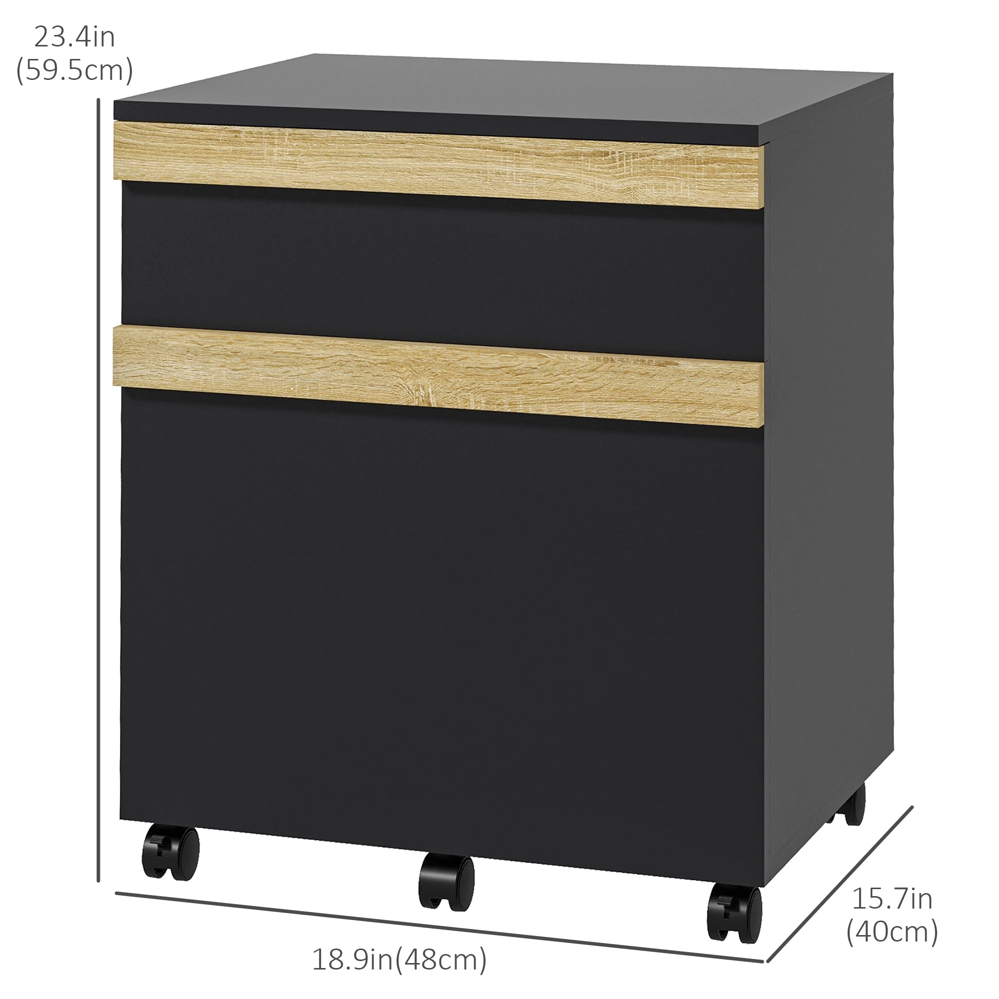 Mobile Filing Cabinet, 2 Drawers, 5 Wheels, Wood Grain, Black Office Cabinets & Cupboards at Gallery Canada