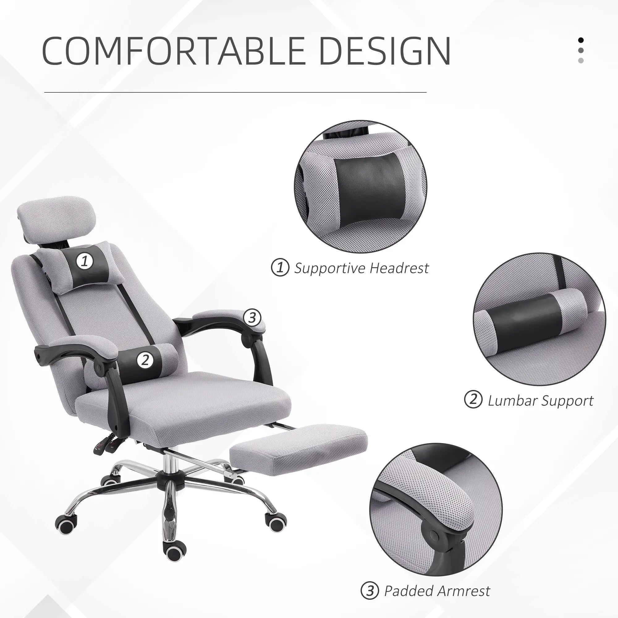 Ergonomic High Back Office Chair, Footrest, Lumbar Support, Grey Executive & Manager Chairs at Gallery Canada