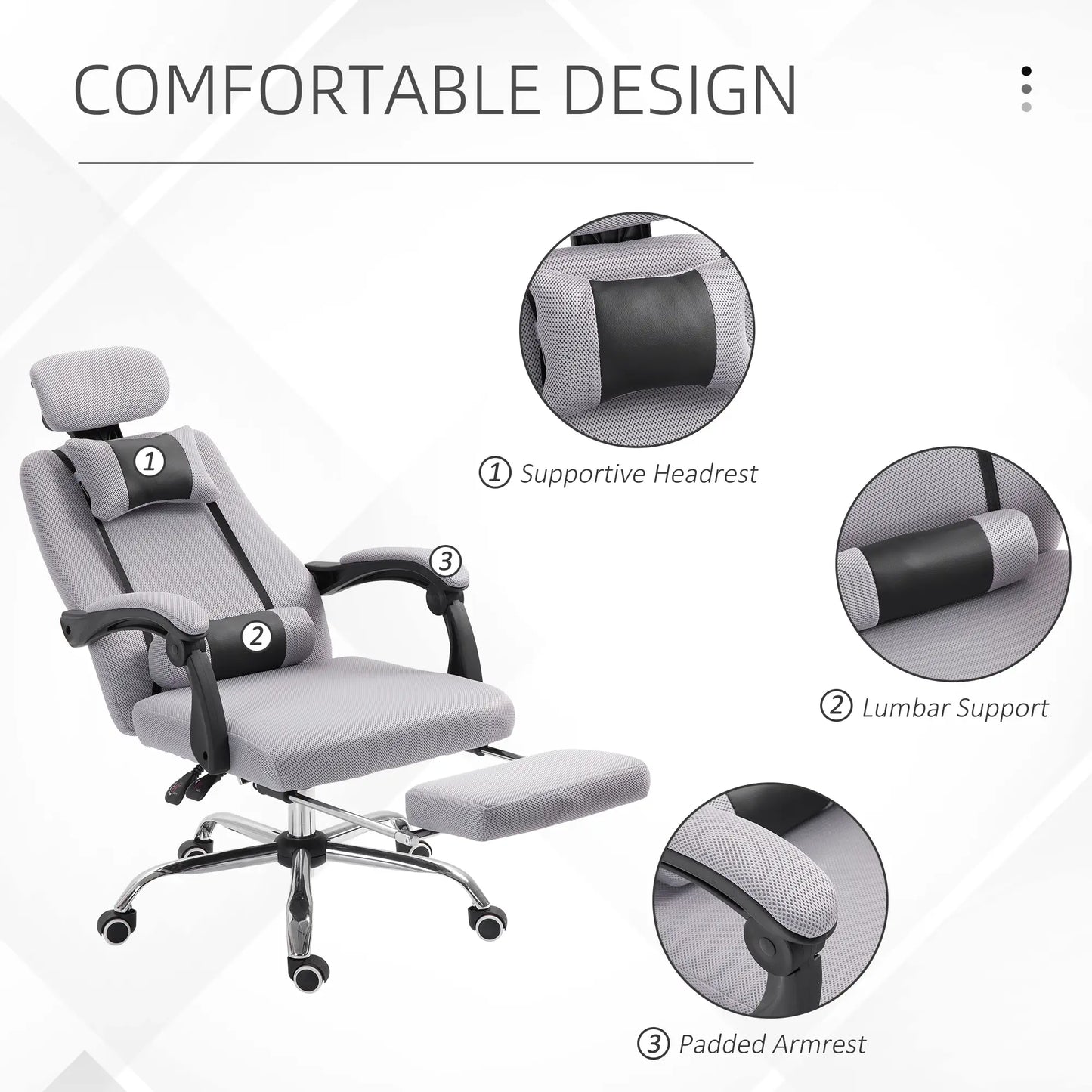 Ergonomic High Back Office Chair, Footrest, Lumbar Support, Grey Executive & Manager Chairs at Gallery Canada
