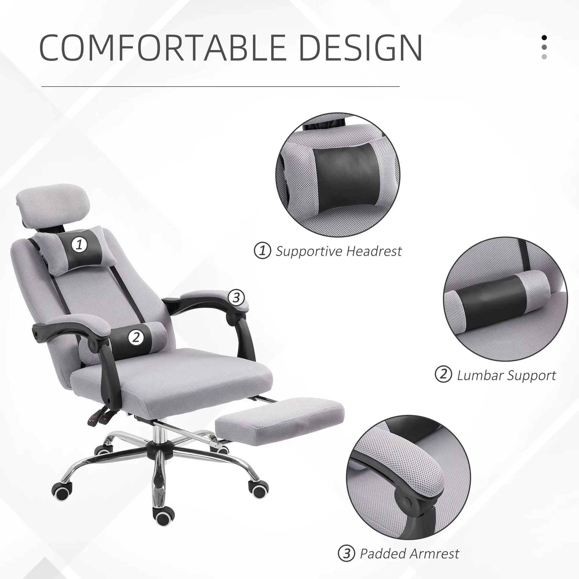Ergonomic High Back Office Chair, Footrest, Lumbar Support, Grey Executive & Manager Chairs at Gallery Canada