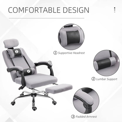 Ergonomic High Back Office Chair, Footrest, Lumbar Support, Grey Executive & Manager Chairs at Gallery Canada