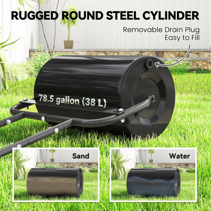 Heavy Duty Lawn Roller, 20" Push Tow Sod Roller, Grass Flattener, Black Lawn Rollers at Gallery Canada