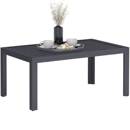 Outdoor Coffee Table, Rectangular, Steel Frame, Slat Tabletop, Grey Patio Side Tables at Gallery Canada