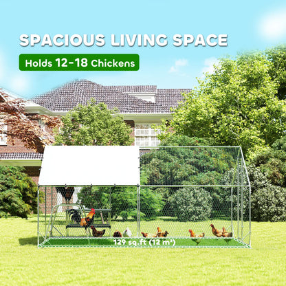 Metal Chicken Coop With Cover, Nesting Box, Roosting Bars, 9.8 x 13.1 x 6.4 ft Chicken Coops at Gallery Canada