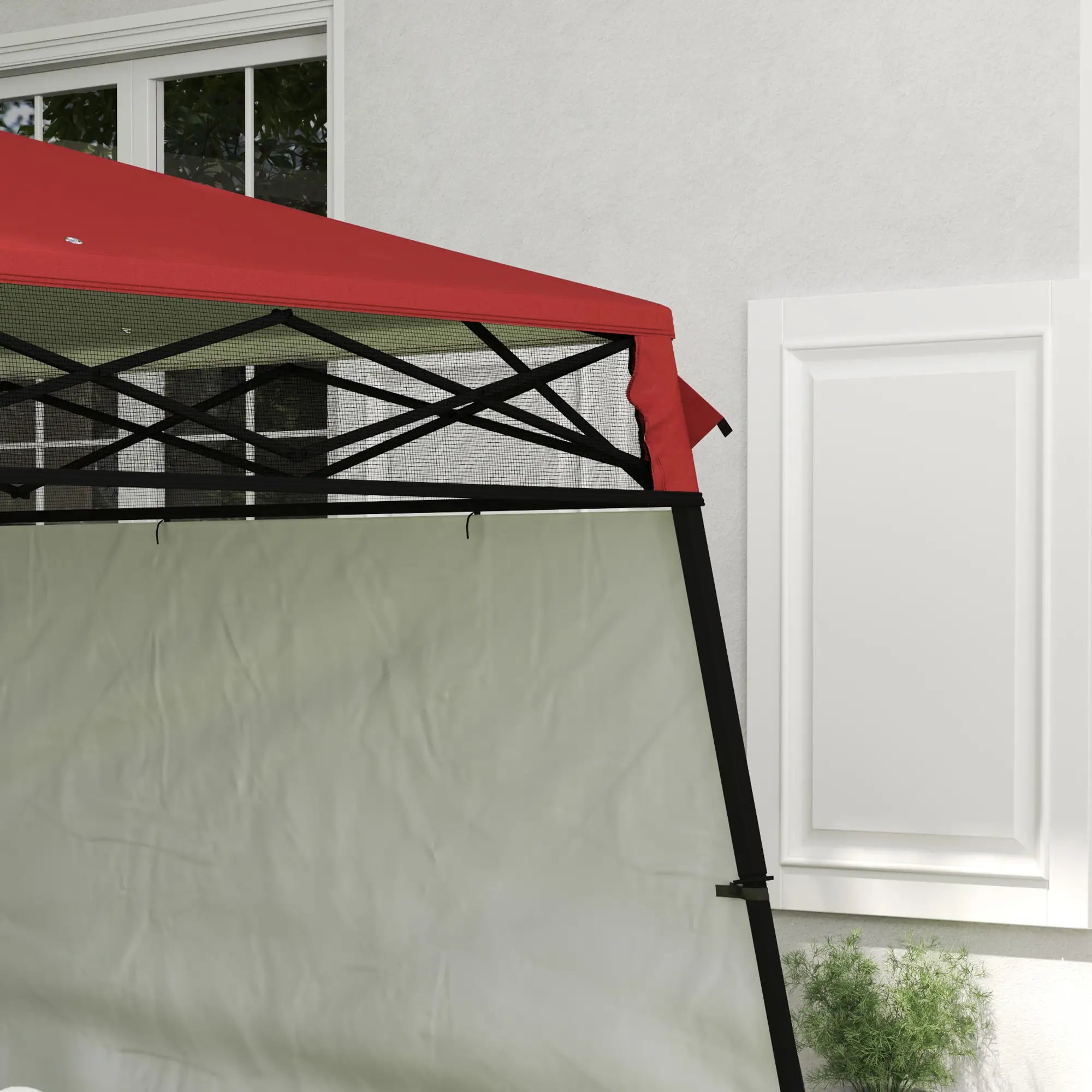 7' x 7' Foldable Gazebo Tent, Adjustable Legs, Black, Red Pop Up Canopies at Gallery Canada