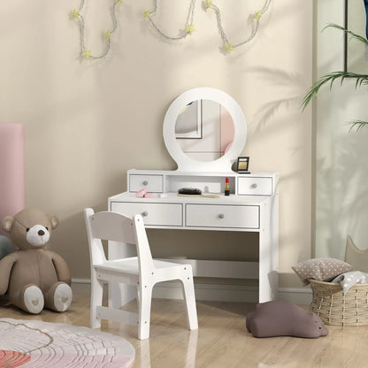 Kids Vanity Set, Makeup Table with Mirror, Stool, Drawers, White Toy Vanity at Gallery Canada