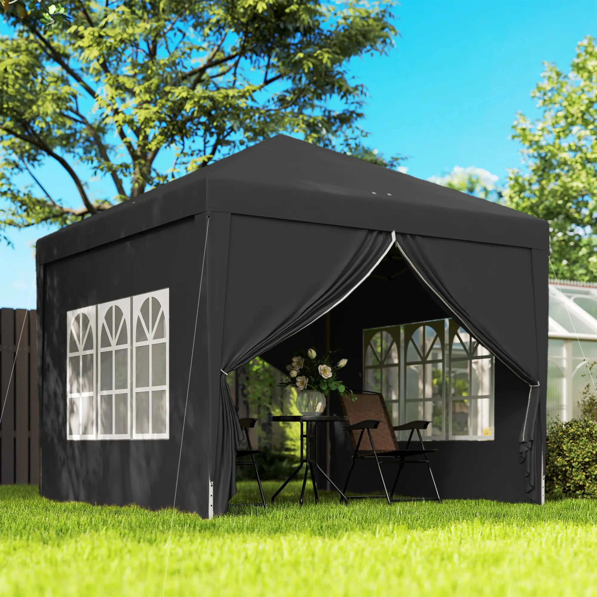 10'x10' Outdoor Pop Up Party Tent Wedding Gazebo Canopy, Black Pop Up Canopies at Gallery Canada