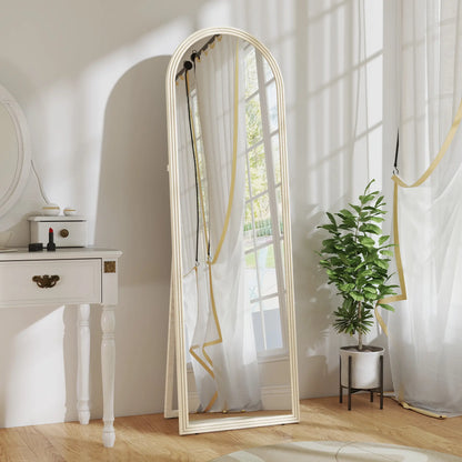 Miroir pleine longueur 64" x 21", autoportant, corps arqué, blanc