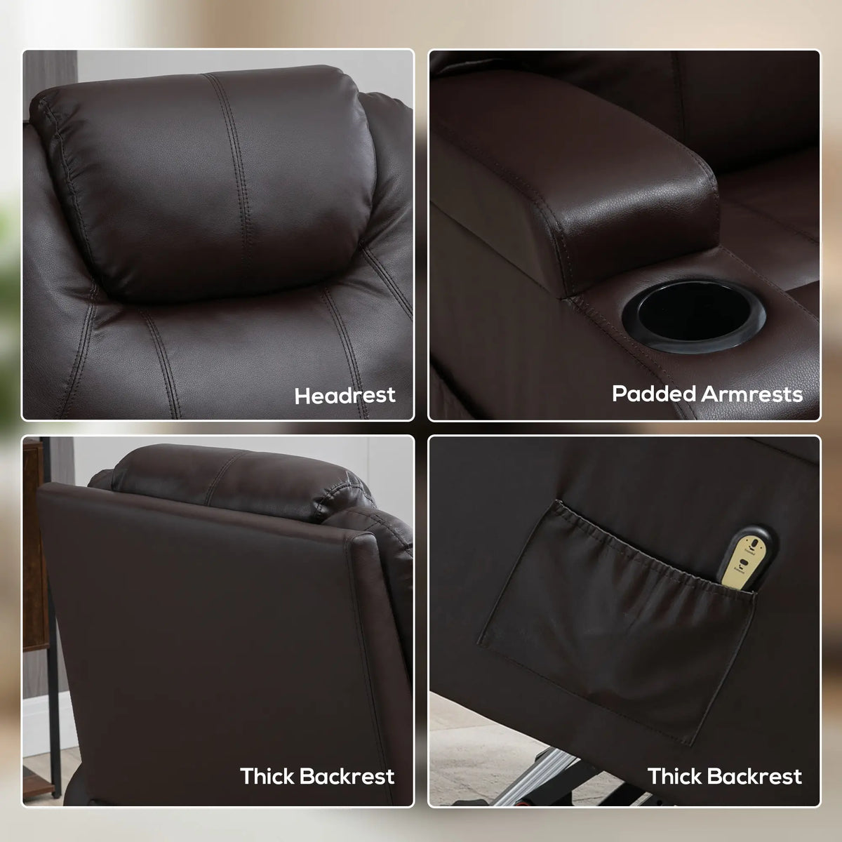 Power Lift Recliner Chair for Elderly, PU Leather, Brown Electric Power Lift Chairs at Gallery Canada