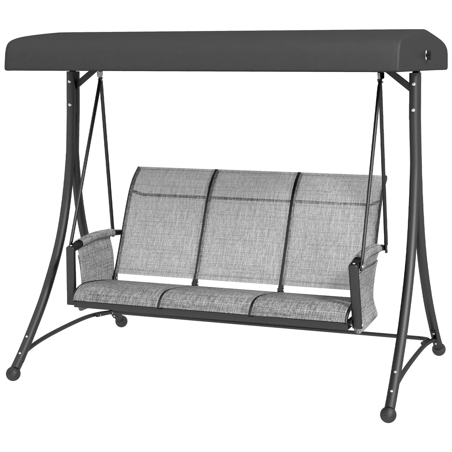 3 Person Porch Swing, Adjustable Canopy, Mixed Grey, Grey Porch Swings with Canopy Black, Mixed Grey at Gallery Canada