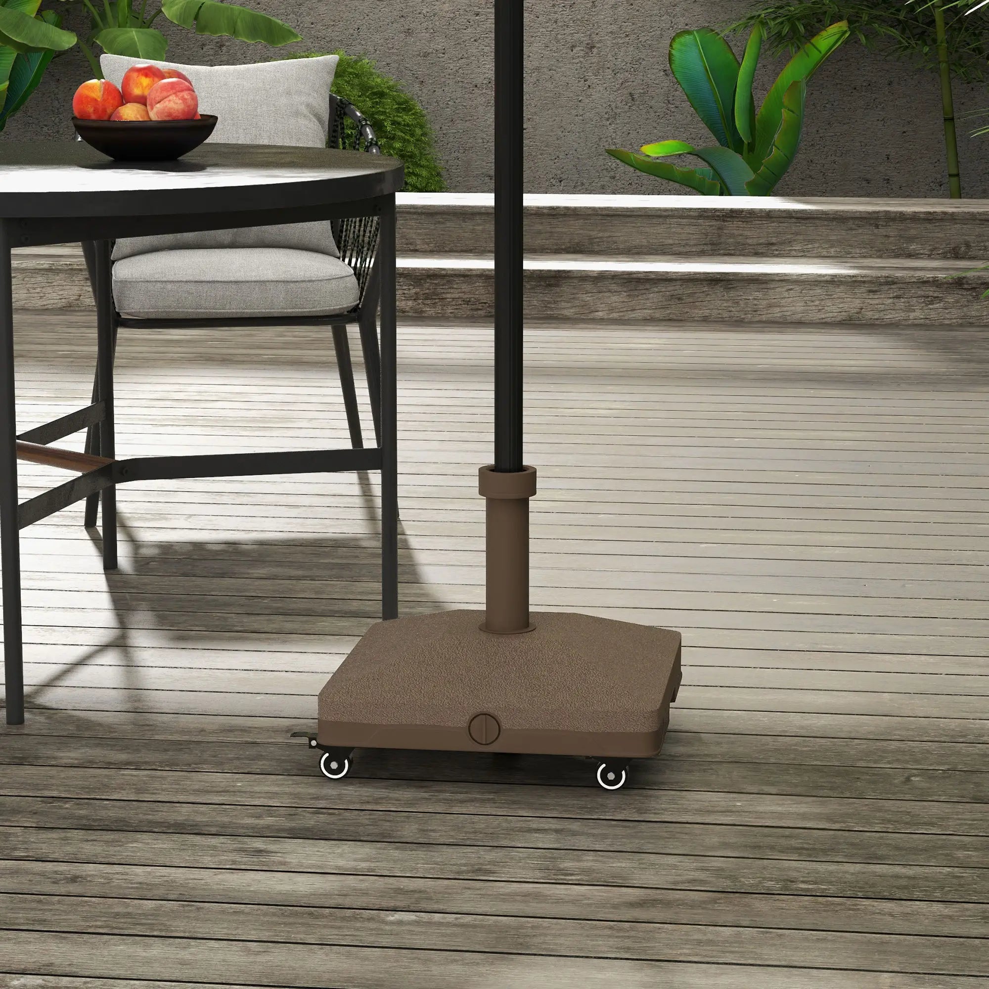 Square Parasol Base, Portable with Wheels, Water or Sand Filled, for Φ0.75