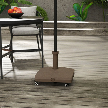 Square Parasol Base, Portable with Wheels, Water or Sand Filled, for Φ0.75", Φ1.5" Poles, Brown Umbrella Bases at Gallery Canada