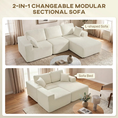 Modular Sectional Sofa, L Shaped Couch Sofa Bed, Cream White 3-Seater Sofas at Gallery Canada