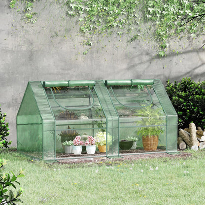 6' x 3' x 3' Portable Mini Greenhouse, Steel Frame, 2 PE Covers, Dark Green Mini Greenhouses at Gallery Canada
