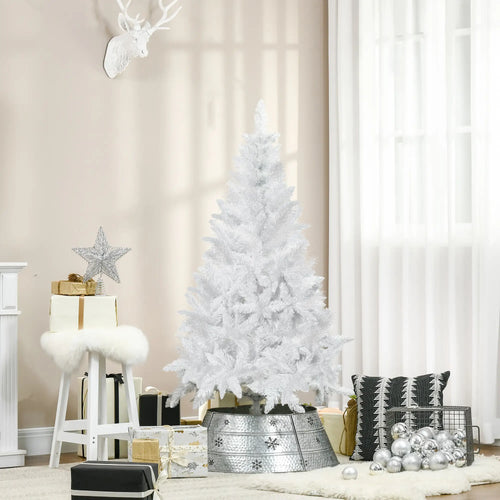 5ft Artificial Christmas Tree, Realistic Pine Branches, Auto Open, Indoor, White