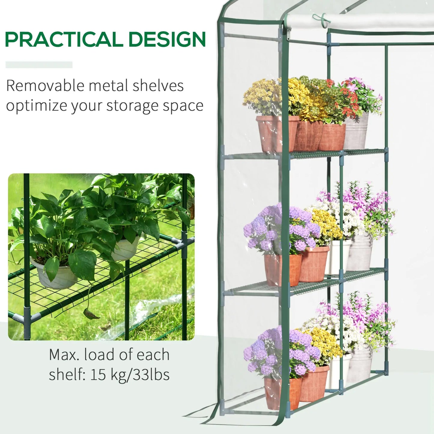 56" x 56" x 77" Walk-In Greenhouse, 8 Shelves, PVC Cover, Transparent Walk In Greenhouses at Gallery Canada