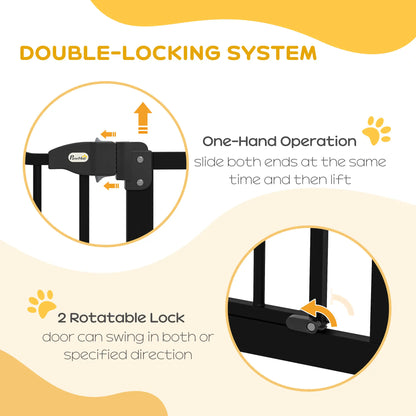 Extra Tall Dog Gate with Door, Pressure Fit, Auto Close, 29"-39", Black Houses, Kennels & Pens at Gallery Canada