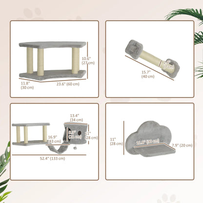 Wall Mounted Cat Shelves, Scratching Post, Ladder, Condo, Light Grey Cat Climbing Wall at Gallery Canada