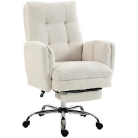 Chaise de bureau en molleton Teddy, fauteuil de direction, blanc crème, blanc crème