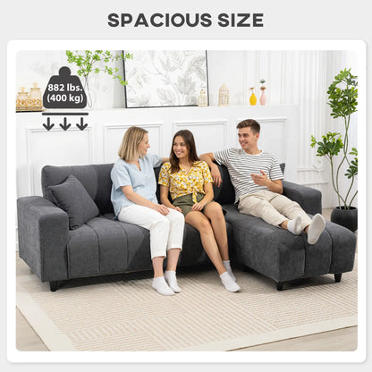 Sectional Couch, 3 Seater L-Shaped Sofa, Changeable Chaise, Grey 3-Seater Sofas at Gallery Canada