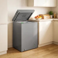 3.5 Cu.Ft Chest Freezer, 7-Setting Thermostat, Wire Basket, Grey