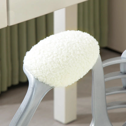 Teddy Fleece Computer Chair, Button Tufted, Swivel Wheels, Adjustable Height, White Executive & Manager Chairs at Gallery Canada